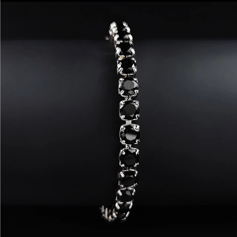 925 Silver black diamond 3mm Tennis Bracelet Bangle for Women‎ Christmas …